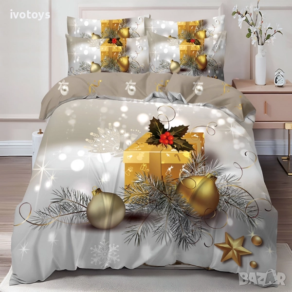 Двулицево коледно спално бельо (Реално изображение), 6 части - Модел WS17124, снимка 1