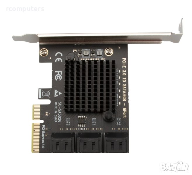 Преходник 6-Port SATA PCIE Card PCIE X1/X4 към SATA Controller Card 6GB/s Internal Adapter Converter, снимка 1