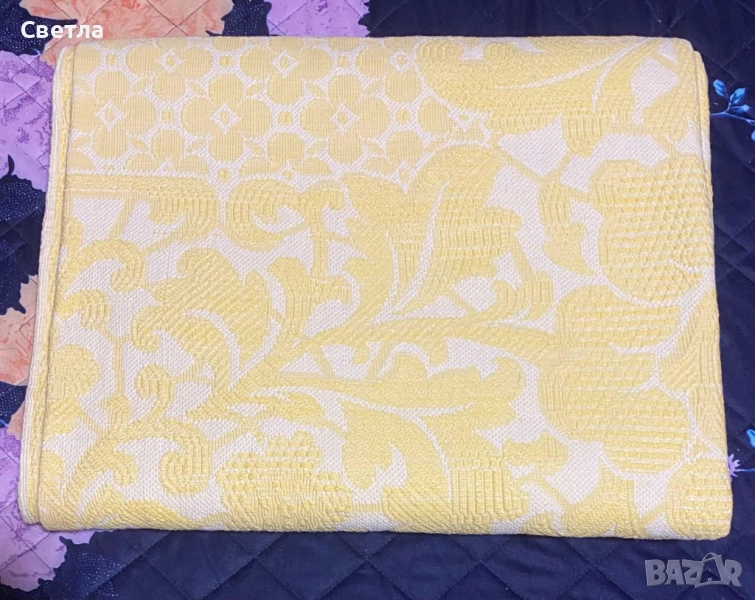 Шалте 2 бр, 1.Произход Египет-египетски памук,бяло/бледо жълто и 2.Шалте, памук и коприна, бяло, снимка 1