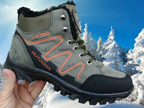  Спортни туристически боти с топъл хастар в зелено -CALSIDO, снимка 1