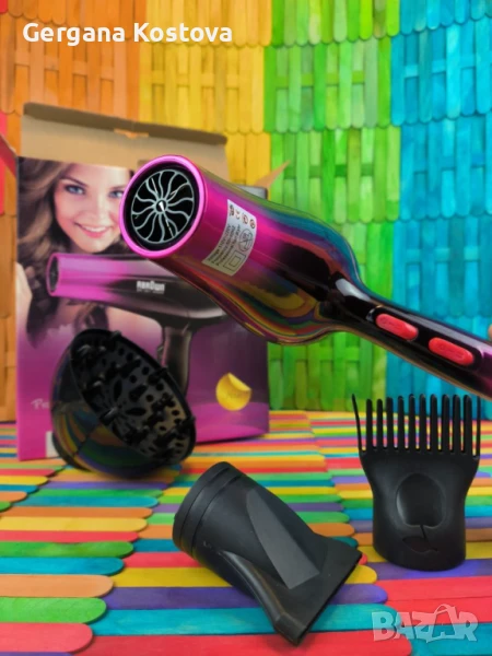 Професионален Сешоар RBR0WN 5000W с Дифузер + 3 Приставки, снимка 1