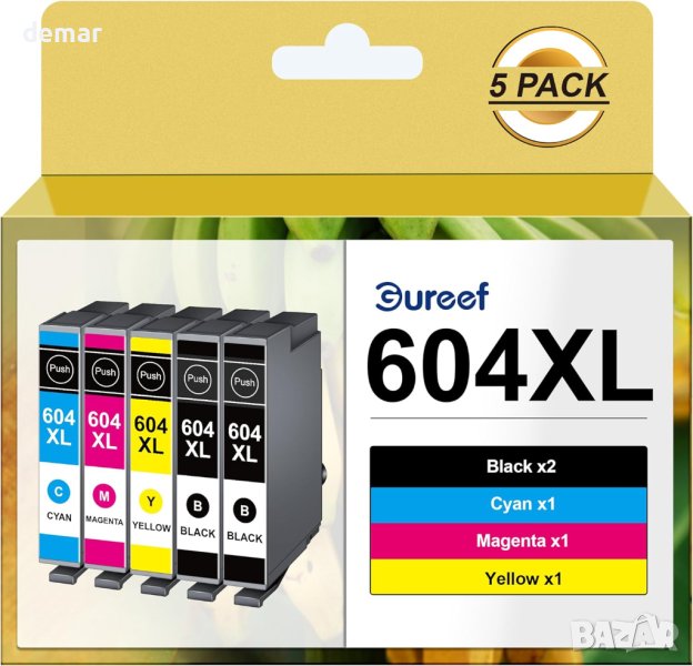 Касети с мастило Gureef 604XL за Epson 604, XP2200, Expression Home XP (5 пакета), снимка 1