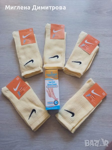ПРОМО КОМПЛЕКТ! 5 бр. памучни чорапи Nike + крем-серум за Крака с витамин Ц, снимка 1