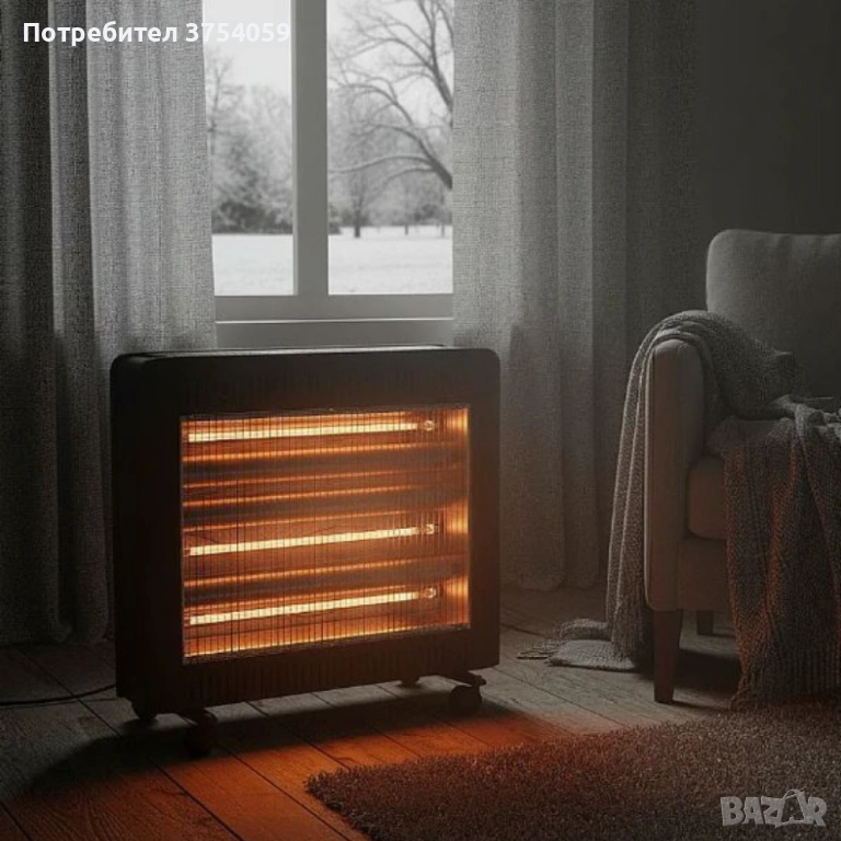 Отоплителна печка Rosberg R51972E с 4 кварцови реотана, 2400W – бързо, ефективно и безопасно отоплен, снимка 1