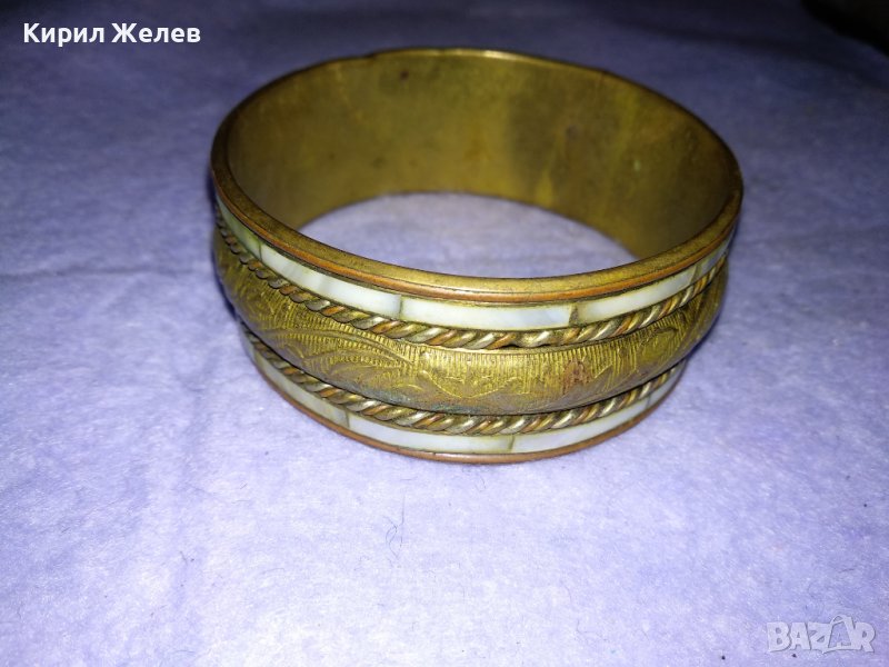 БРОНЗОВА СТАРА ОРНАМЕНТИРАНА СЕДЕФЕНА ОРИЕНТАЛСКА ГРИВНА МАЙСТОРСКА ИЗРАБОТКА 11525, снимка 1