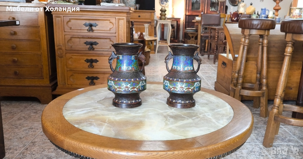 две японски вази Клоасон от 19-ти век, снимка 1