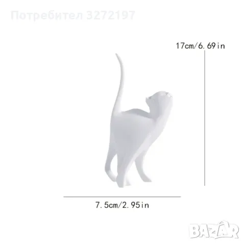 Елегантна Ръчно Изработена Скулптура на Котка, снимка 7 - Статуетки - 48296748