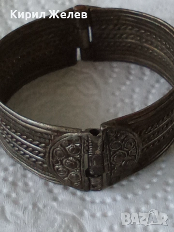 Антична българска народна  сребърна гривна сачан от периода на възраждането , снимка 6 - Гривни - 53474083