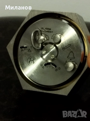Стар 8-дневен будилник, настолен часовник, снимка 4 - Антикварни и старинни предмети - 53538627