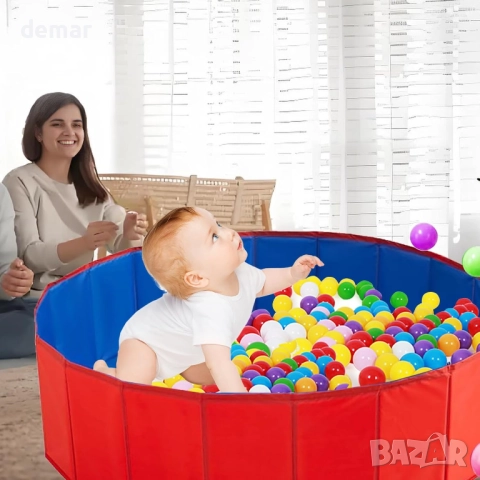Бебешки басейн за топки, сгъваем, преносим детски басейн, червен 80 см, снимка 3 - Образователни игри - 52065996