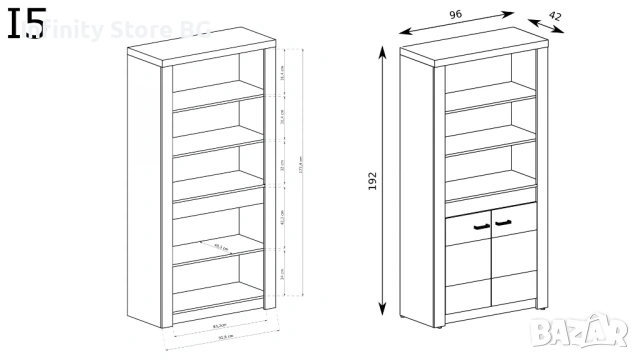 📚✨ Етажерка INDIANAPOLIS I-5 – стил и практичност за вашия дом ✨📚, снимка 2 - Етажерки - 53465004