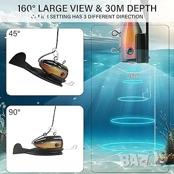 Подводна риболовна камера 5" LCD монитор, преносима рибарска камера със светлина 30 метра, снимка 4 - Камери - 52972381