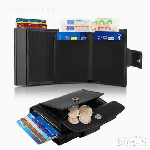 Мъжки кожен портфейл - Със защита срещу кражба - RFID защ, снимка 3 - Портфейли, портмонета - 53033157