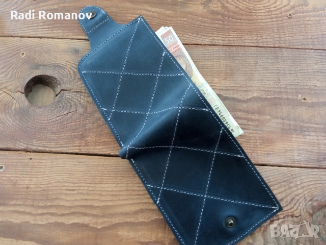 Ръчно изработен мъжки кожен портфейл , снимка 6 - Портфейли, портмонета - 52450856