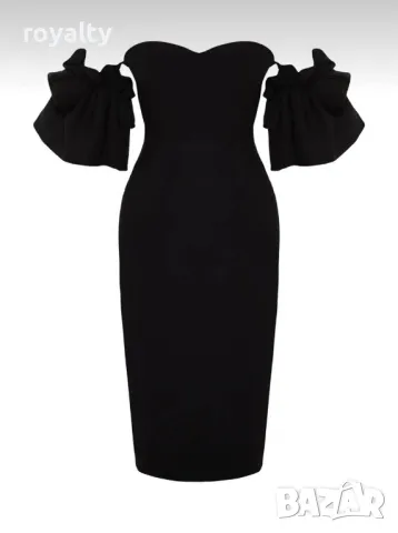 Черна елегантна дамска рокля , снимка 3 - Рокли - 50071634