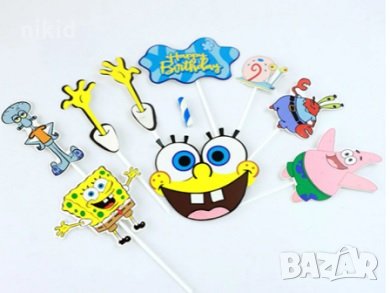 спондж боб Спонджбоб Квадратни гащи spongebob топер топери картонена украса декорация за торта, снимка 2 - Други - 29960222