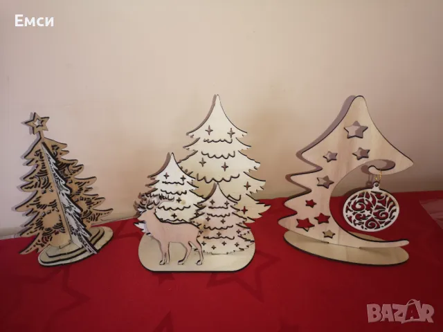 дървени коледни фигурки -елен,пингвин,елхи,3д топки, снимка 17 - Декорация за дома - 47886742