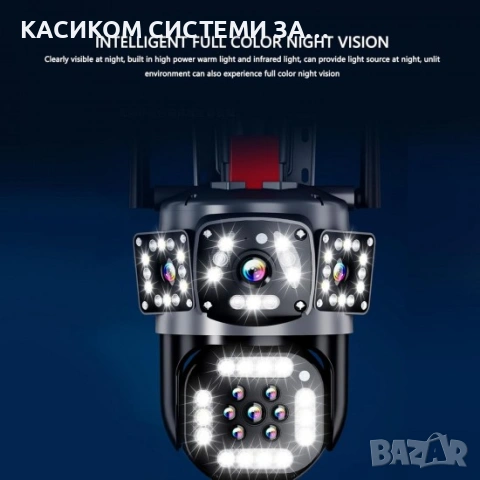 4G SIM ТРОЙНА IP Камера ( APP:V380PRO) Въртяща водоустойчива WiFi камера с 3 обектива, снимка 2 - IP камери - 53245210