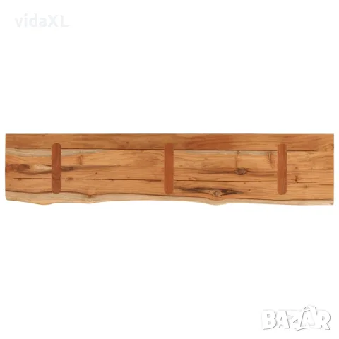 vidaXL Стенен рафт, 120x20x3,8 см, правоъгълен, масив акация, жив ръб, снимка 5 - Етажерки - 56147315