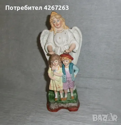 Статуетка ангел пазител от порцелан/бисквит