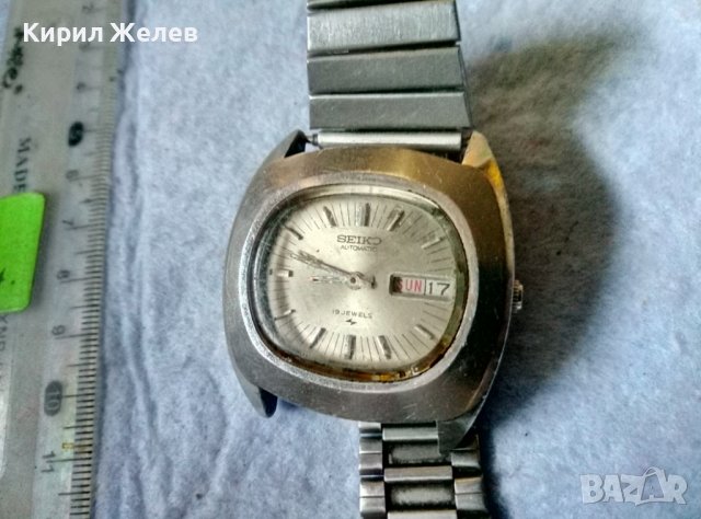 SEIKO AUTOMATIC 19 JEWELS JAPAN-G Стар РЯДЪК КОЛЕКЦИОНЕРСКИ ЯПОНСКИ ОРИГИНАЛЕН ЧАСОВНИК СЕЙКО 13798, снимка 5 - Антикварни и старинни предмети - 42125530