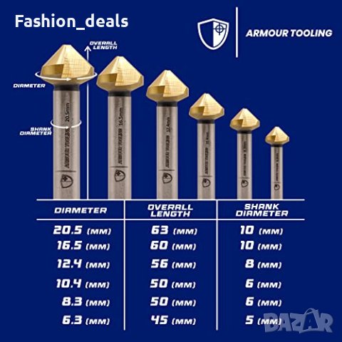 Нов Комплект свредла за зенкероване от 6 части Алуминий Дърво Пластмаса Стомана, снимка 3 - Други стоки за дома - 41782526