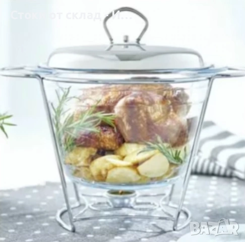 Съд 4 литра за пунш и супа/Съд за затопляне Bohmann, 4л., за супа, Стоманен капак, Стъкло, Инокс, снимка 2 - Други - 53347798