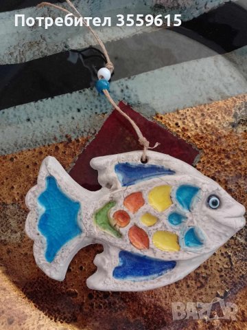 керамична рибка от Бодрум, за окачване на стена. 20 см., снимка 3 - Декорация за дома - 41855576