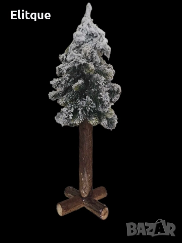 Декоративна дървена елха със заскрежени клони / Височина: 80см