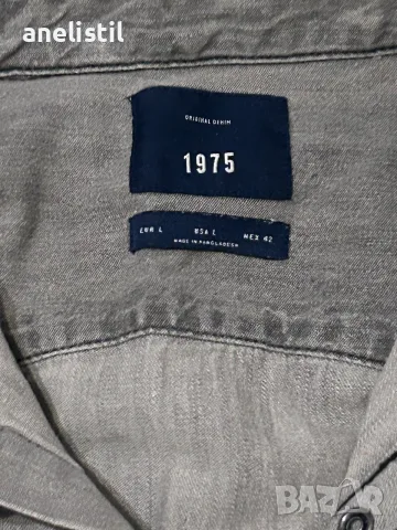 Мъжка сива дънкова риза Original Denim 1975 – размер L, снимка 2 - Ризи - 55871836