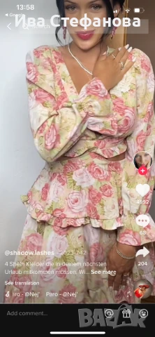 Нова разкошна елегантна рокля флорален принт цветя рязана в талията , снимка 11 - Рокли - 49380226