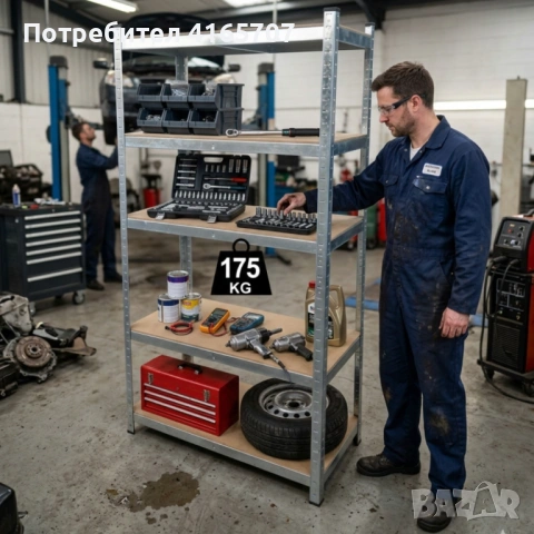 Практичен рафт на 5 нива с товаропиносимост до 175кг - лесен монтаж и стабилност, снимка 2 - Етажерки - 53817856