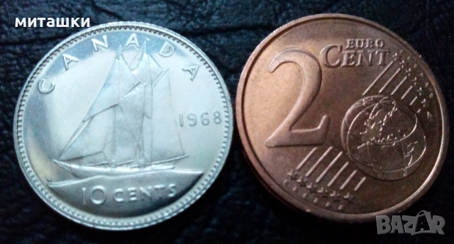 10 цента 1968 година Канада сребро, снимка 4 - Нумизматика и бонистика - 53649336