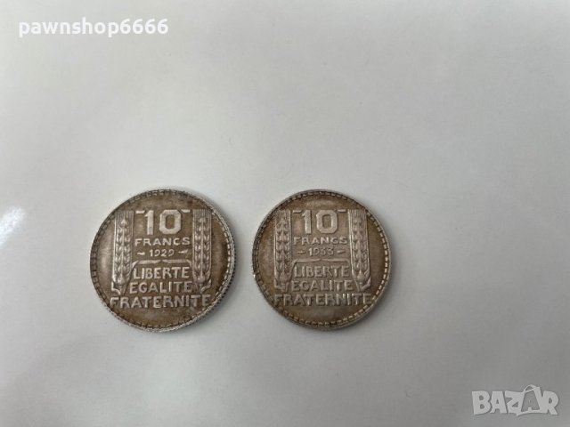 Сребърни монети Франция 10 франка, 1933 и 1929, снимка 3 - Нумизматика и бонистика - 41791581