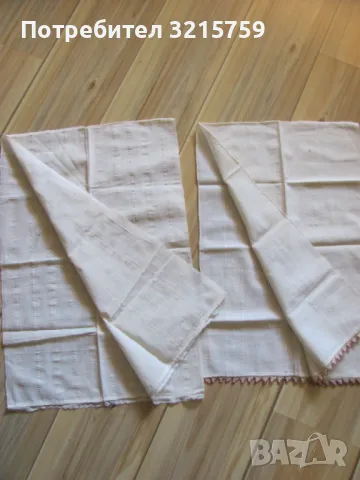 19в. кърпа, ръчно тъкан кенар, дантела,120х40см. /2 броя, снимка 1