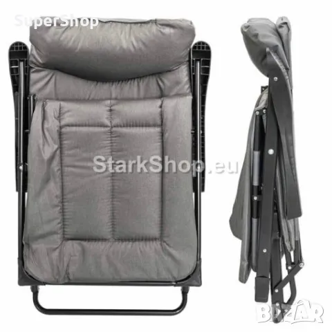 Сгъваем Шезлонг – Походно Легло Сив Цвят метална конструкция, снимка 4 - Къмпинг мебели - 50236855