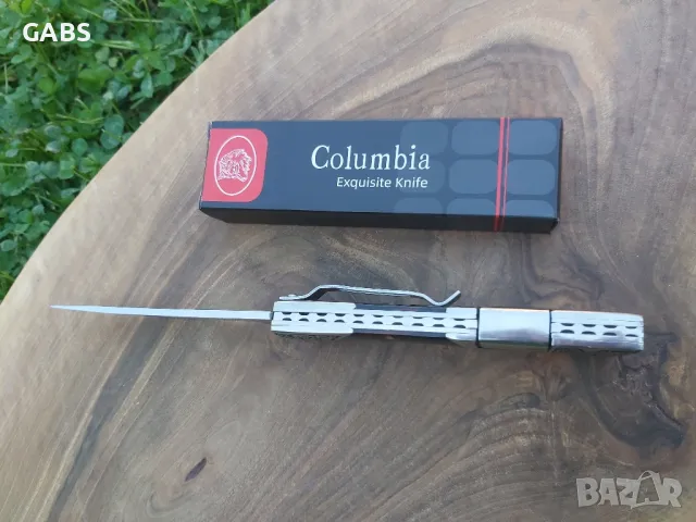 Сгъваем джобен нож Columbia с гравирана дръжка В3165, снимка 8 - Ножове - 50094994