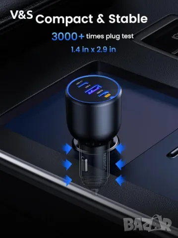 Зарядно за кола,бързо зареждане, ugreen car charger 130w, снимка 8 - Аксесоари и консумативи - 48452193
