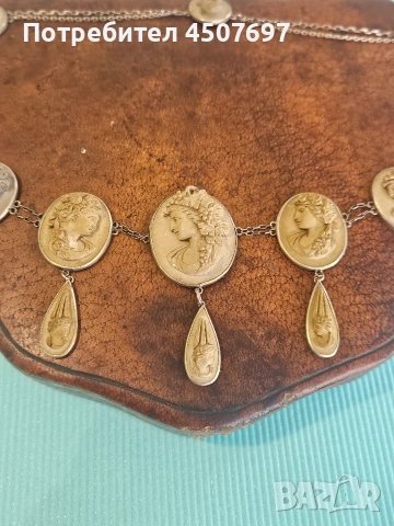 Викторианско колие от лава камея., снимка 2 - Колиета, медальони, синджири - 53859009