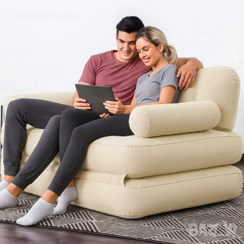 Разтегателен надуваем диван за спане с двоен надуваем матрак , снимка 9 - Дивани и мека мебел - 53066521