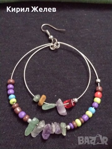 Ефектни АРТ обеци с мъниста и камъни кристали без забележки 37413, снимка 4 - Обеци - 40410603