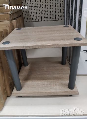 Дървена квадратна помощна масичка на две нива 34х30х31 см. Дъб и венге, снимка 4 - Маси - 35733557