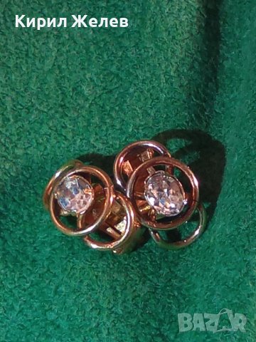 СТАРИ ПОЗЛАТЕНИ СТОМАНЕНИ НЕРЪЖДАЕМИ АРТ ДЕКО КЛИПС ОБЕЦИ с ФАСЕТИРАН ЧИСТ ПЛАНИНСКИ КРИСТАЛ 29432, снимка 13 - Антикварни и старинни предмети - 37745324
