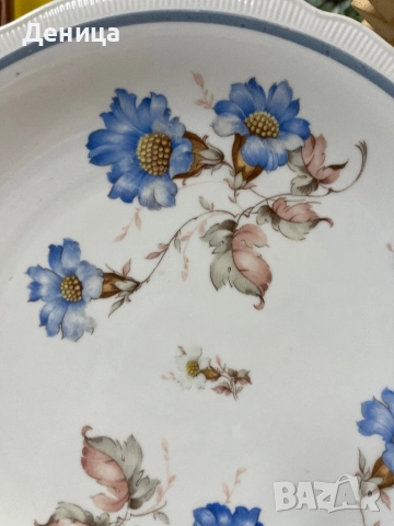 Schumann и любима декорация💙 Слонова кост, двоен син кант, а помежду им нежен релеф , снимка 14 - Сервизи - 51638056