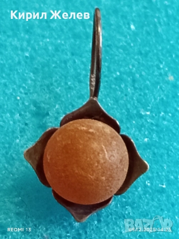 Винтидж АРТ сребърни обеци с естествен Балтийски кехлибар ръчна изработка 37114, снимка 4 - Обеци - 52707617