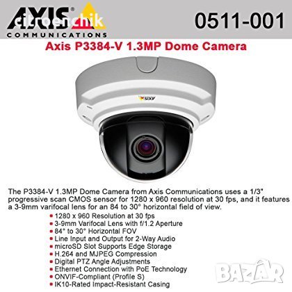 Камера за видеонаблюдение AXIS P3384-V PoE куполна dome, снимка 1 - IP камери - 42000664