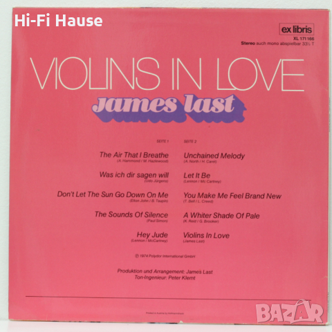 James Last-Violins in Love, снимка 2 - Грамофонни плочи - 36387658