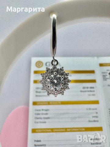 Сребърни обеци с мойсанит (диамант) 0.5 карата , снимка 3 - Обеци - 52260760