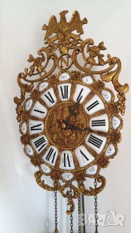 Бронзов рядък стенен механичен швейцарски часовник, снимка 9 - Антикварни и старинни предмети - 42497168
