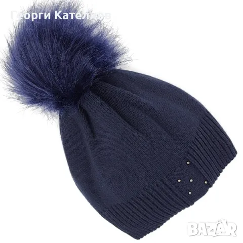 Дамски зимен комплект шапка, шал и ръкавици в тъмно синьо Код на продукта:DK-0082, снимка 4 - Подаръци за жени - 47926772